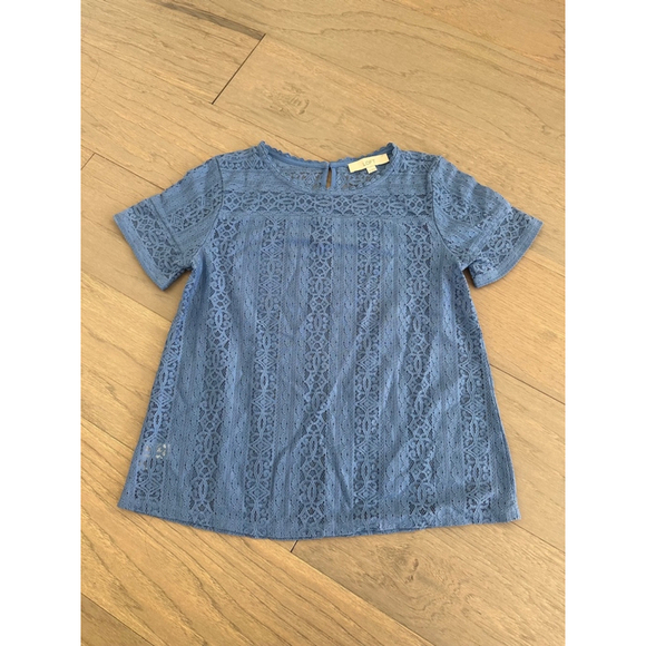 Loft Blue Lace Top Light Blue XS - Picture 2 of 10